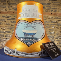 A painted mural on a bell