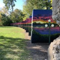 Picture of murals painted on the piers in downtown Lewisburg, PA