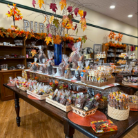 Picture of Fall display of autumn themed chocolates at Purity Candy Co