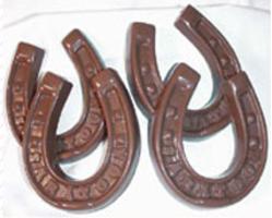 Four chocolate horseshoes from Saratoga Candy Co