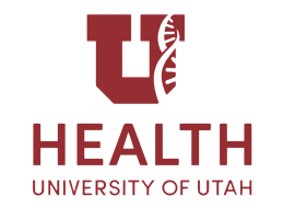 Red U with dna strand pattern on it and the words Health University of Utah