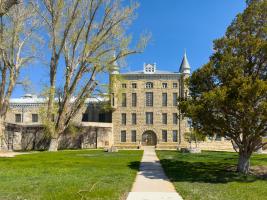 Exterior shot of the Wyoming Frontier Prison Museum.
