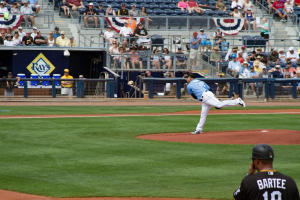 Tampa Bay Rays Spring Training Game, pitcher throwing the ball