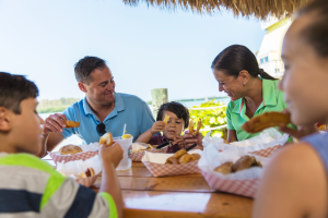 Family eating outside