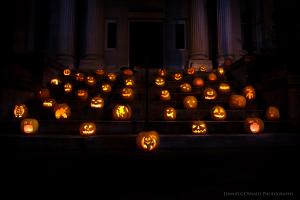 Jack-o-lanterns glowing at Destination Carlisle Halloweekend