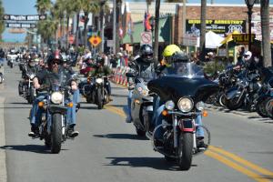 Palm-lined Main Street welcomes riders during annual motorcycle rallies in the spring and fall