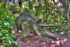 Triceratops Statue at Dunlawton Sugar Mill Gardens and Bongoland