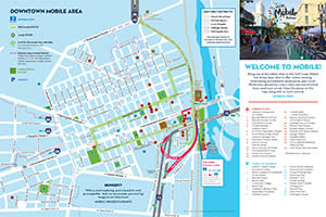 A street map of downtown Mobile, Alabama