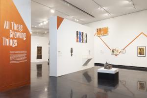 Installation view, All These Growing Things, Tang Teaching Museum, 2025, photo by Mindy McDaniel.