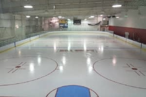 empty ice rink at Bill Gray's Iceplex in Rochester, NY