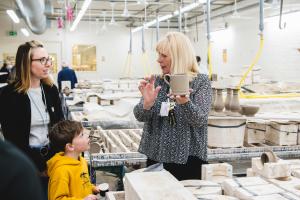 explaining the process to a mum and son
