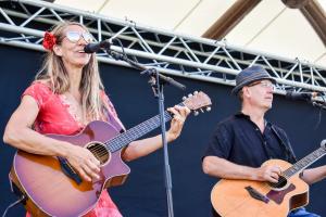 Band Patchouli entertains the crowd on the 400 block main stage.