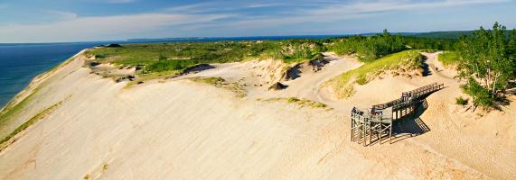 An overlook on the Sleeping Bear Dunes