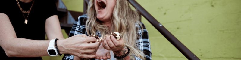 enjoying sweet treats