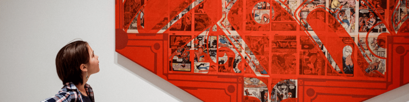 woman looking at art