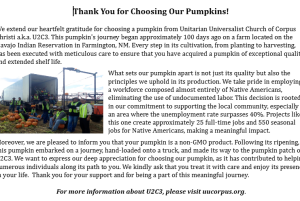 The Unitarian Universalist Church of Corpus Christi's Annual Pumpkin Patch