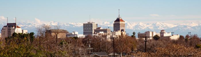 Downtown Fresno Mountains skyline