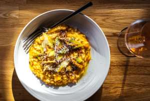 Plate of risotto at MAMA Oakland