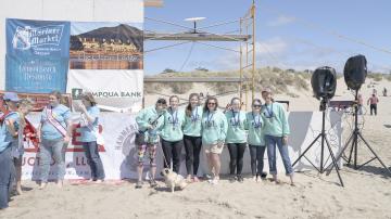 Team Pug Love wins the large division of the 59th annual Cannon Beach Sandcastle Contest