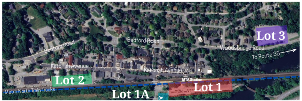 A map showing the parking lots at the Katonah Train Station.