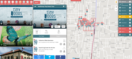 Screen capture of the McKinney Tiny Doors tour on the web widget