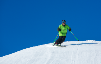 A skier on Bay Mountain