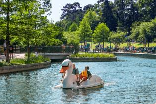 Boats on the Waterway at The Woodlands Mall - The Woodlands, TX. -  SuperStock