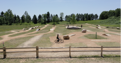 Child biking at bike park