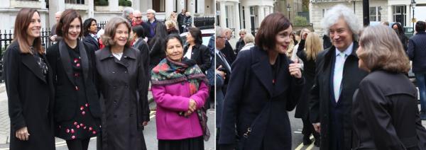Collage of images of people attending the Blue Plaque ceremony in London for Ava Gardner's residence.