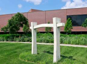 Three-Part Marble White Sculpture by Stanley Boxer at Wichita Art Museum's Art Garden