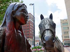 Girl with Horse Bronze Sculpture
