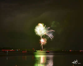 Fireworks over Lemon Bay in Englewood, Florida