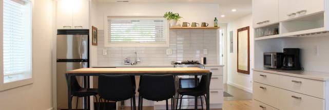 An open-concept kitchen at vacation rental, Welcome in Bloomington