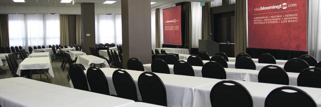 A conference room set-up ahead of a meeting at the Monroe Convention Center