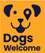 Orange and blue dogs welcome stickers