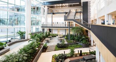 Woodbury Central Park Lobby Space with greenery