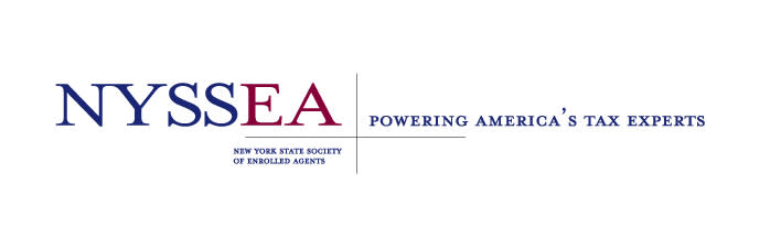 NYSSEA Logo in blue and purple with "powering Americas' tax experts"
