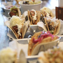 several tacos lined up from agae and rye in covington ky