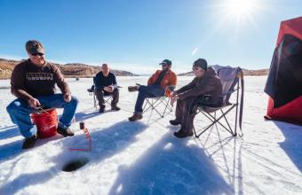 A group of people Ice Fishing 