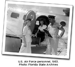 U.S. Air Force personnel in 1953, shown in archival photos from the Florida State Archives.
