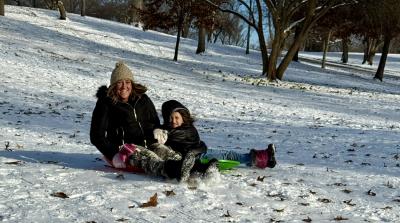 Sledding at Deming Park