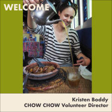 Kristen Boddy pours tea high above her cup in a far away cafe.