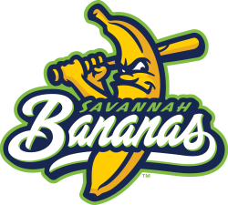 The official Savannah Bananas logo showing a banana with a baseball bat