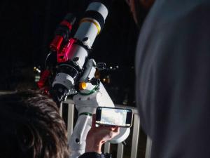 Viewing through the telescope lens