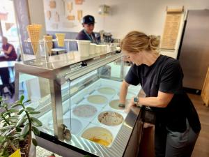 Scooping ice cream, The Boardroom