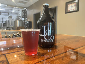 A beer on the bar made at JoCo Brewing Company in Garner, NC.