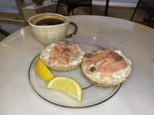 Salmon Bagel w/ coffee