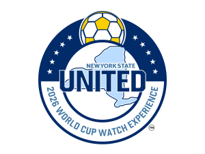 The logo of the NY State Watch Experience with a soccer ball and outline of the state.
