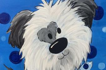 🐶 “Paint and Sip: Bandit in Blue”