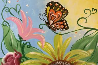 🎨 Paint & Sip - Butterfly in Bloom